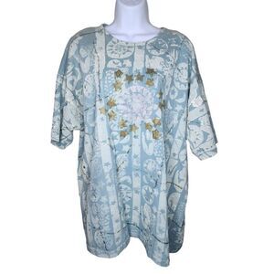 Vintage 80s Copa Cabana Celestial Sun Moon Sparkle TShirt Womens 2XL Blue